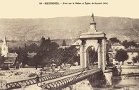 Pont sur le Rhône  et Église de Seyssel