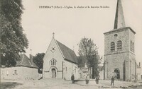Treignat - l'Église, le clocher et la fontaine St-Julien