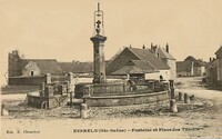 Esprels - Fontaine et Place des Tilleuls - Lavandière