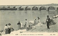 AGEN - lavandières laveuses sur la Garonne pont canal