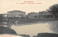 SAINT-SARDOS - La pièce d'Eau et les Ecoles -Lavandières