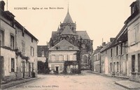 Écouché-les-Vallées - l'Église  et Rue Notre-Dame